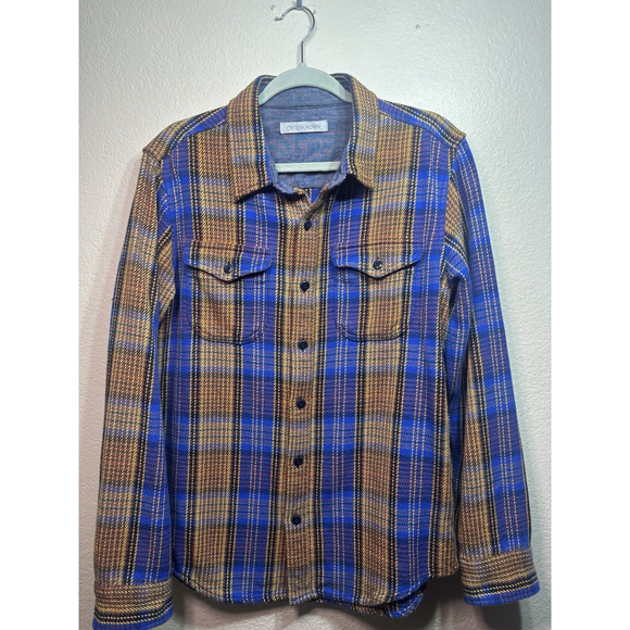 Outerknown Blanket Shirt Men’s Medium True Blue Satellite Outdoors Camp Beach - Picture 2 of 5